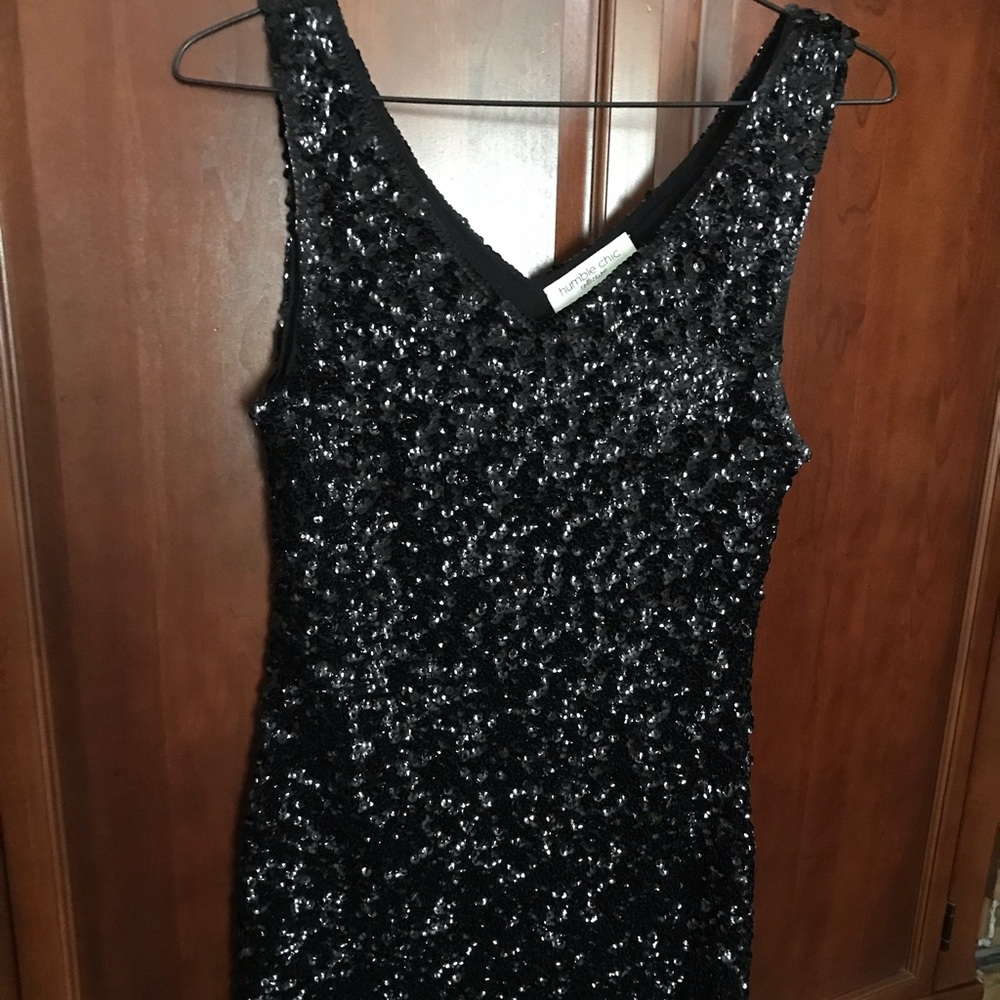 Black sequin mini dress